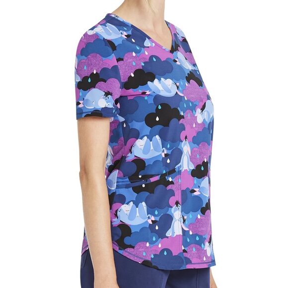 Scrubstar Womens Disney V-Neck Scrub Top Ultra Soft Eeyore Rain Winnie the Pooh - Picture 6 of 9